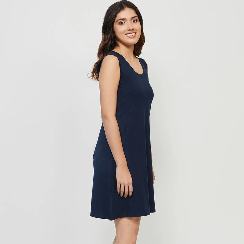 Cotton Panel Dress | Deep Sea Blue