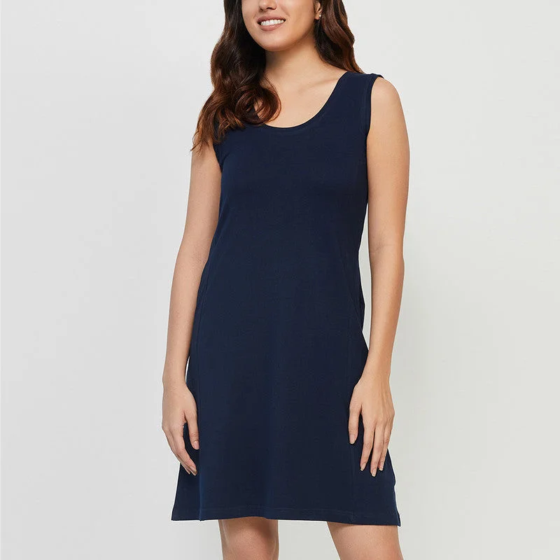 Cotton Panel Dress | Deep Sea Blue