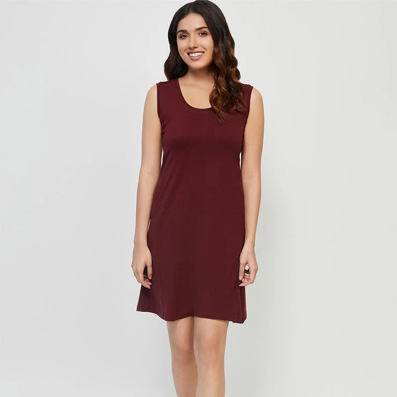 Pima Cotton Panel Dress | Port Red