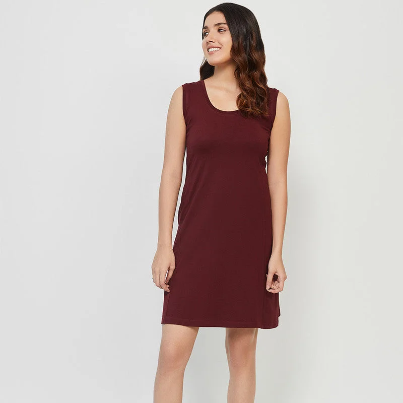 Pima Cotton Panel Dress | Port Red