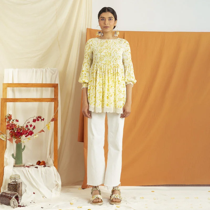 Recycled Orange Peel Tunic  | Yellow & White