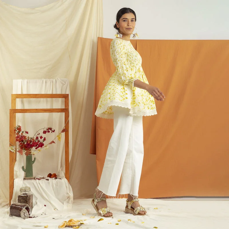 Recycled Orange Peel Tunic  | Yellow & White