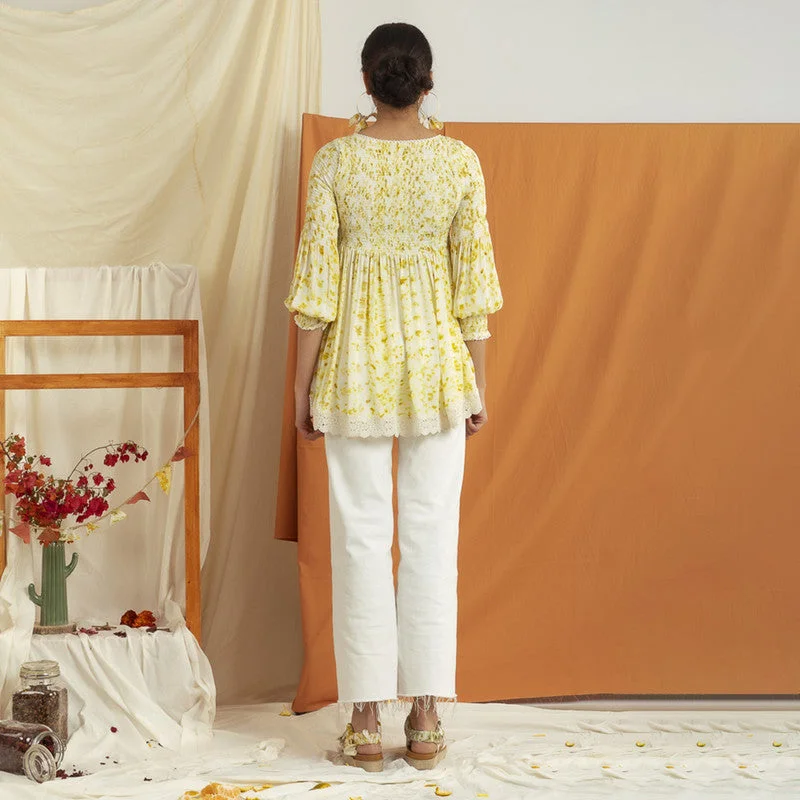 Recycled Orange Peel Tunic  | Yellow & White