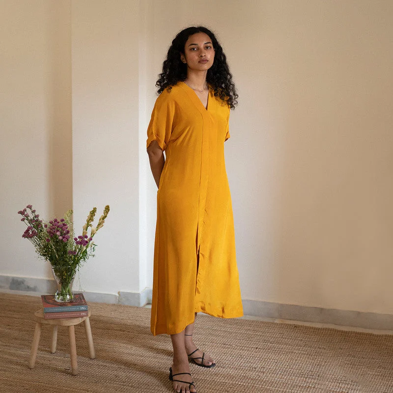 Kaftaan Dress | Orange Peel Fabric | Yellow