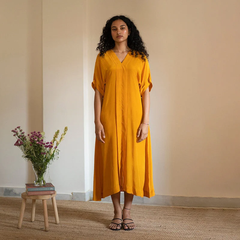 Kaftaan Dress | Orange Peel Fabric | Yellow