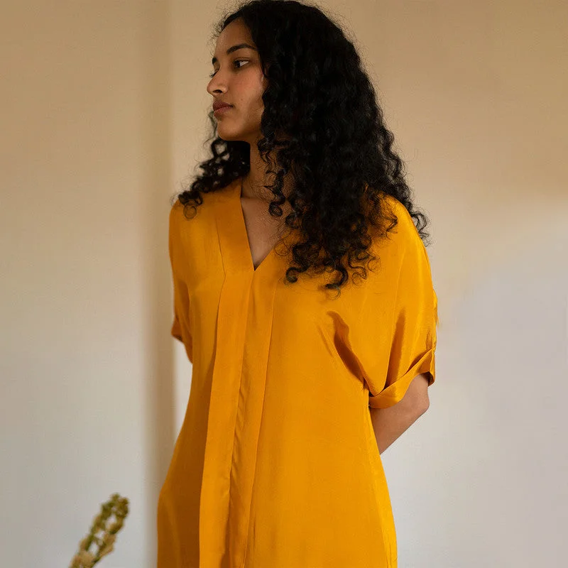 Kaftaan Dress | Orange Peel Fabric | Yellow