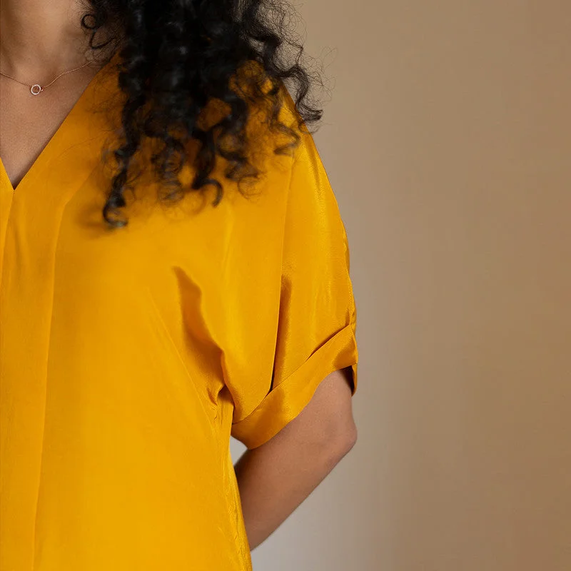 Kaftaan Dress | Orange Peel Fabric | Yellow