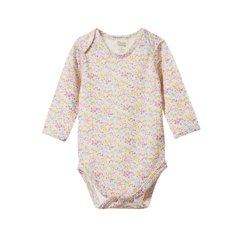 Nature Baby - Long Sleeve Merino Bodysuit - Wildflower Mountain