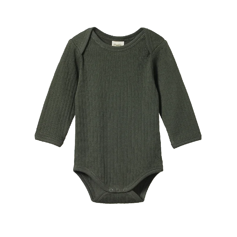 Nature Baby - Long Sleeve Pointelle Bodysuit - Thyme