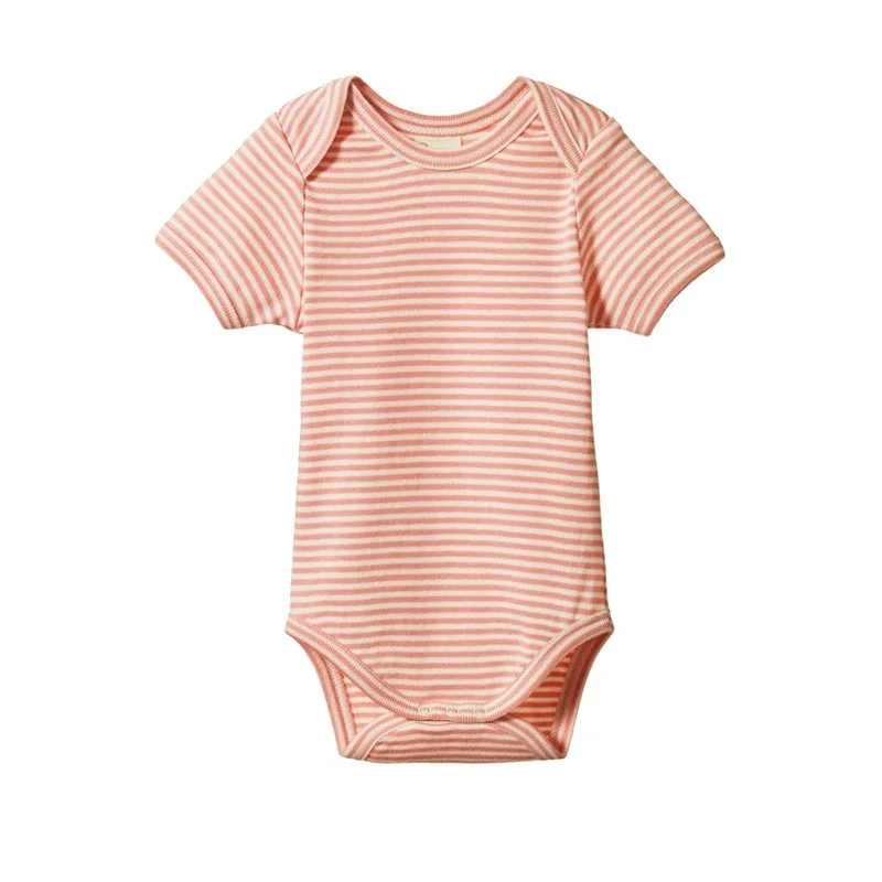 Nature Baby - Short Sleeve Bodysuit - Peony Stripe