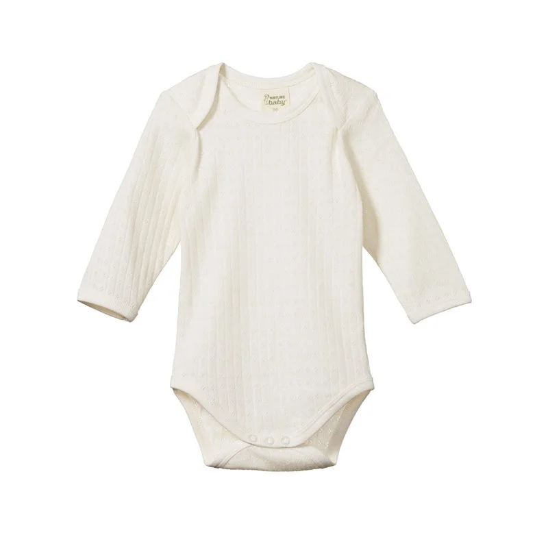 Nature Baby - Long Sleeve Pointelle Bodysuit - Natural