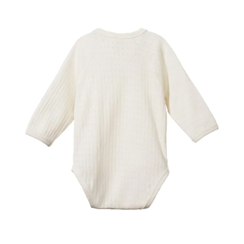 Nature Baby - Long Sleeve  Pointelle Kimono Bodysuit - Natural