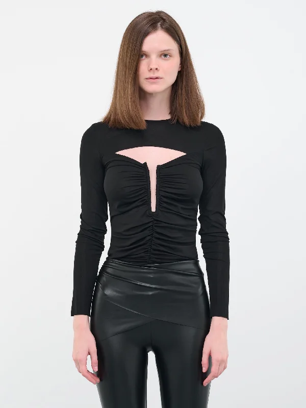 N°21 Plunging Cut-Out Bodysuit (79275-BLACK)