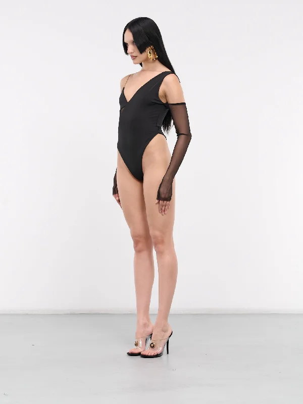 Off-Shoulder Mesh Bodysuit (LSOSMB-BLACK)