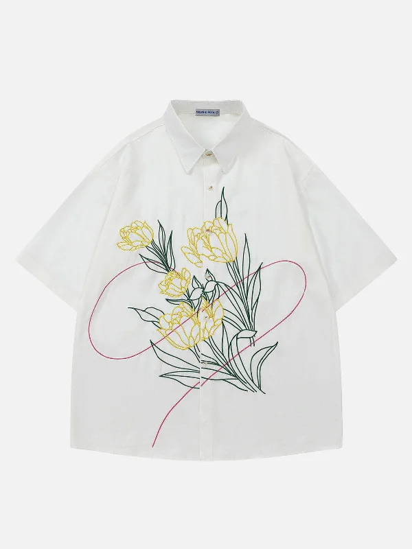 Aelfric Eden Embroidery Flower Short Sleeve Shirt