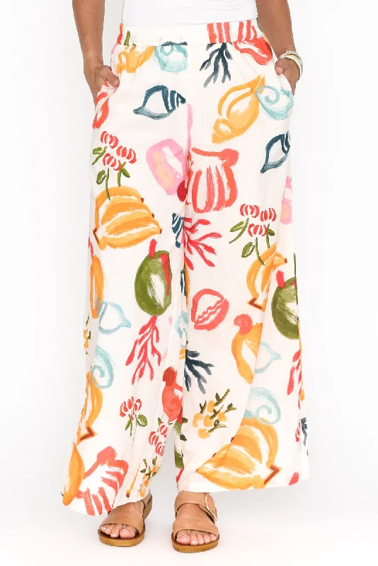 Ambriel White Tropical Cotton Pants