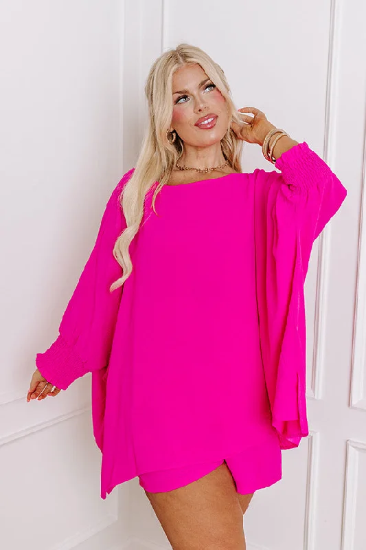 Boardwalk Bliss Shift Top in Hot Pink Curves