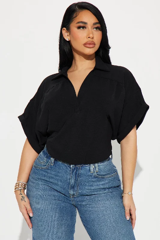 Breezy Day Blouse Top - Black