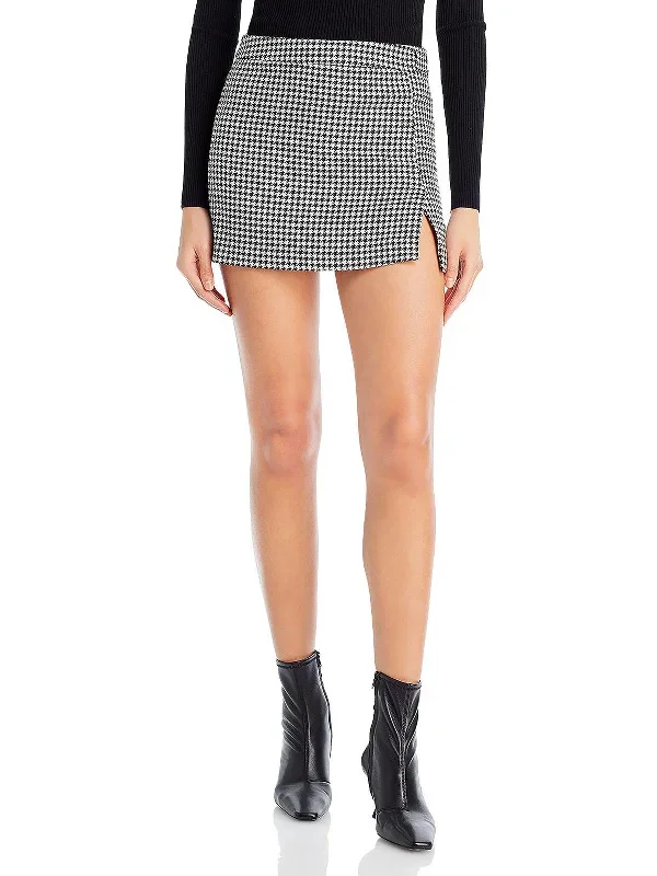 Cameron Womens Houndstooth Short Mini Skirt