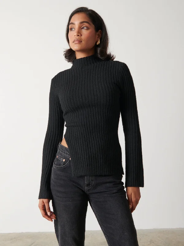 charley-turtle-neck-asymmetric-hem-knit-top-black