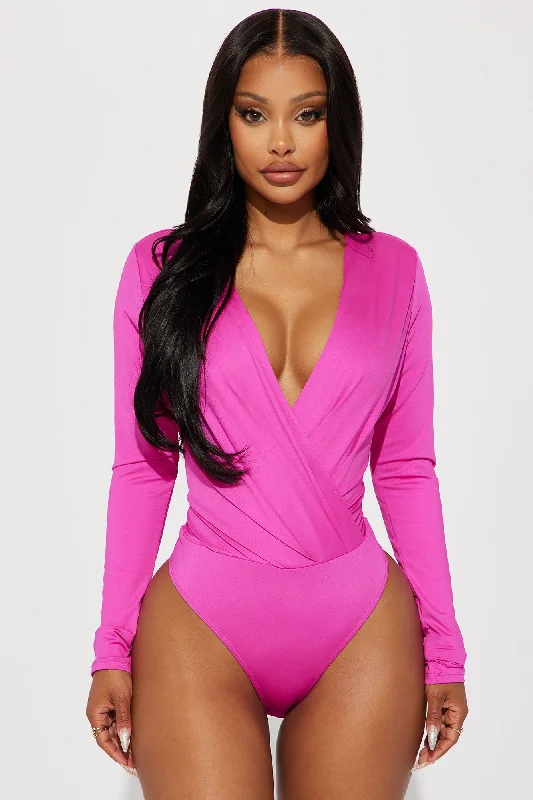 Clarissa Surplice Bodysuit - Fuchsia