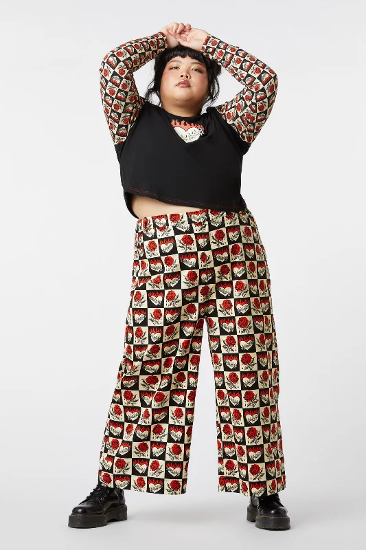 Curve Guilded Heart & Rose Pants