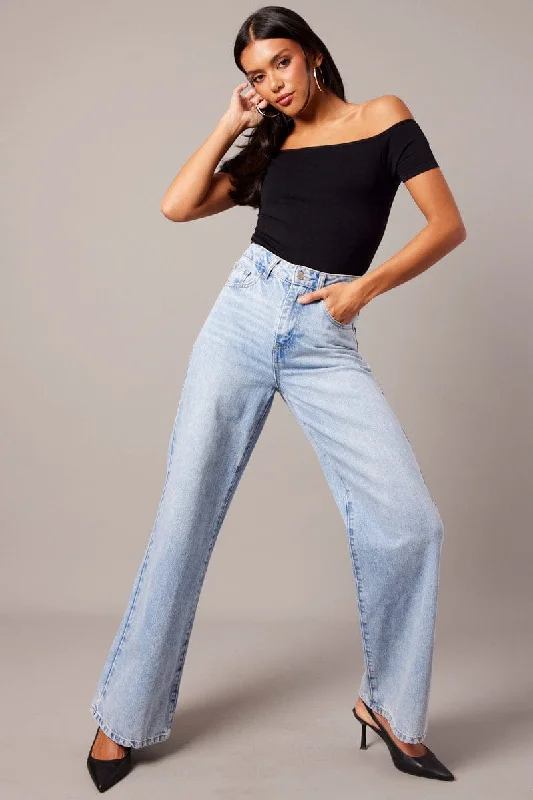 Denim Wide Leg Jean High Rise