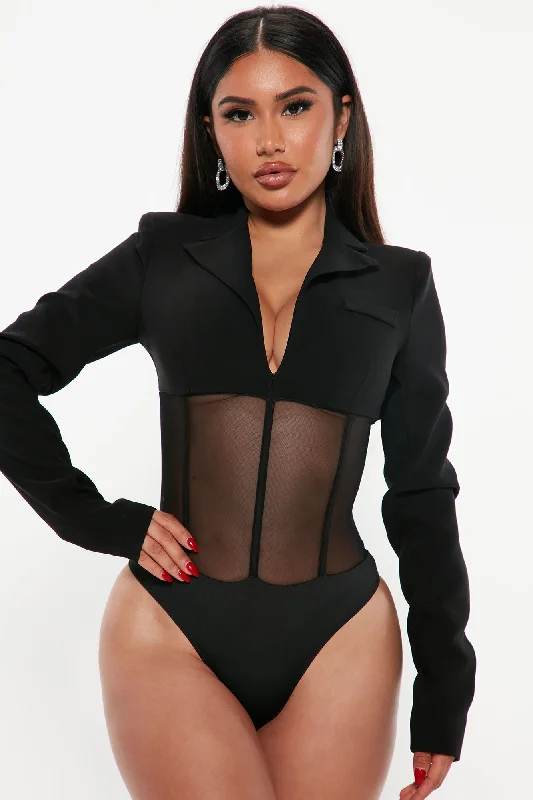 Devoted Blazer Bodysuit - Black