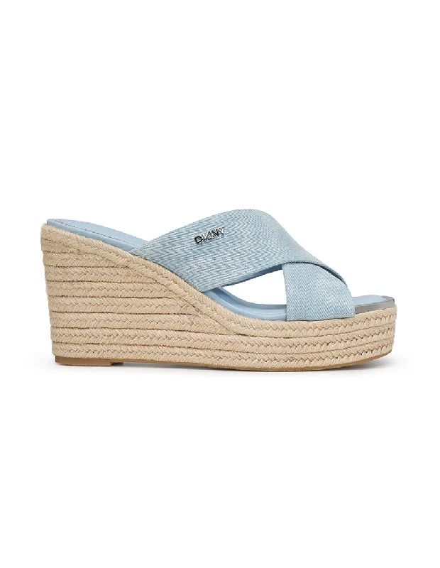 Washed Denim Maryn X Band Wedges