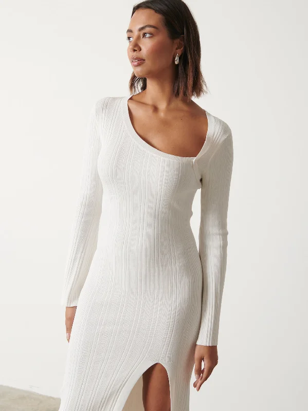 Emmie Cut Out Knit Midaxi Dress - Cream