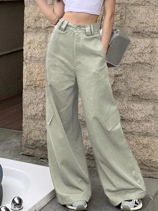 Flap Pocket Baggy Wide leg Pants