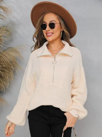 half-zip-dropped-shoulder-sweater