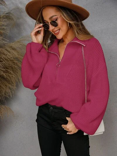 half-zip-dropped-shoulder-sweater