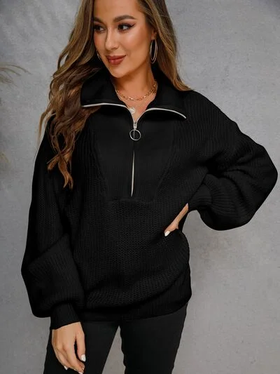 half-zip-dropped-shoulder-sweater