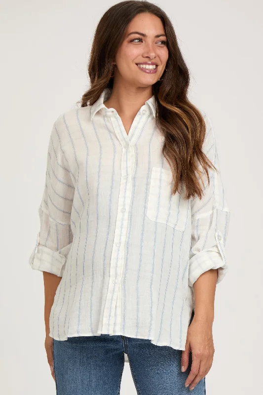 ivory-striped-gauze-button-down-maternity-top