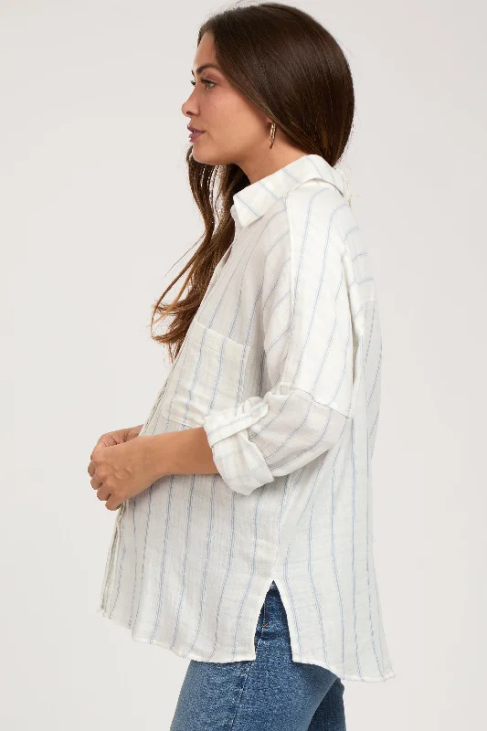 ivory-striped-gauze-button-down-maternity-top