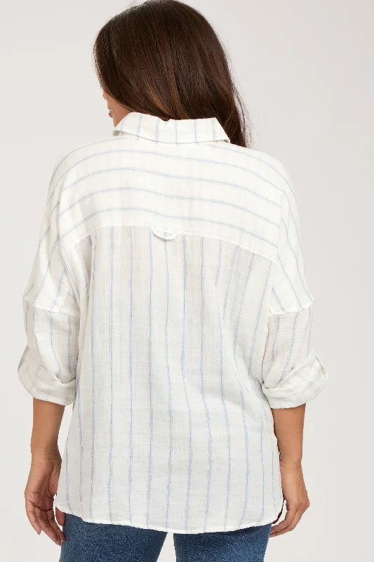 ivory-striped-gauze-button-down-maternity-top