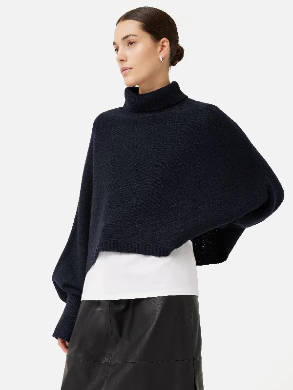 Merino Poncho Jumper | Navy