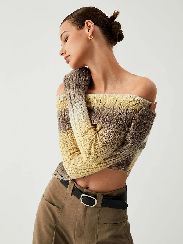 ombre-off-shoulder-ripped-hem-knit-top