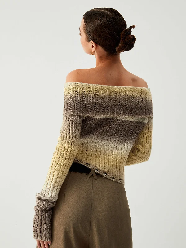 ombre-off-shoulder-ripped-hem-knit-top