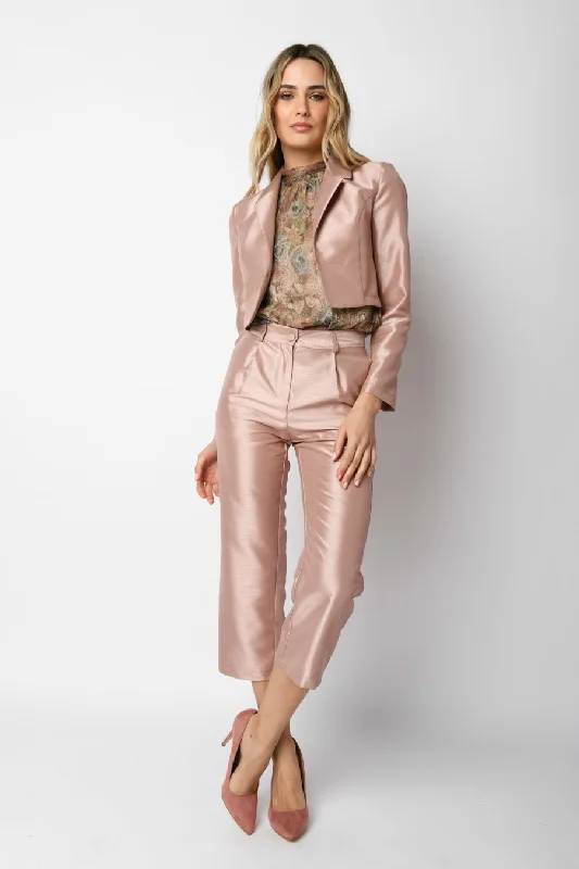 Pantaloni crop in shantung