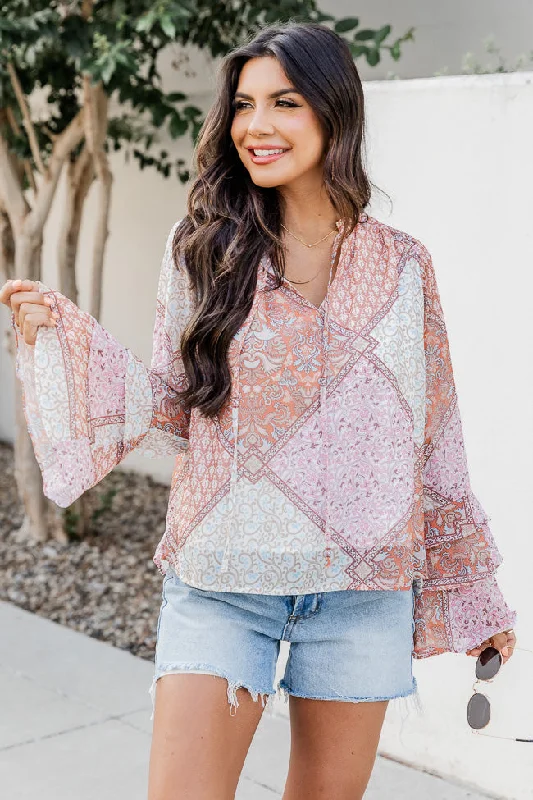 pink-and-orange-printed-bell-sleeve-blouse