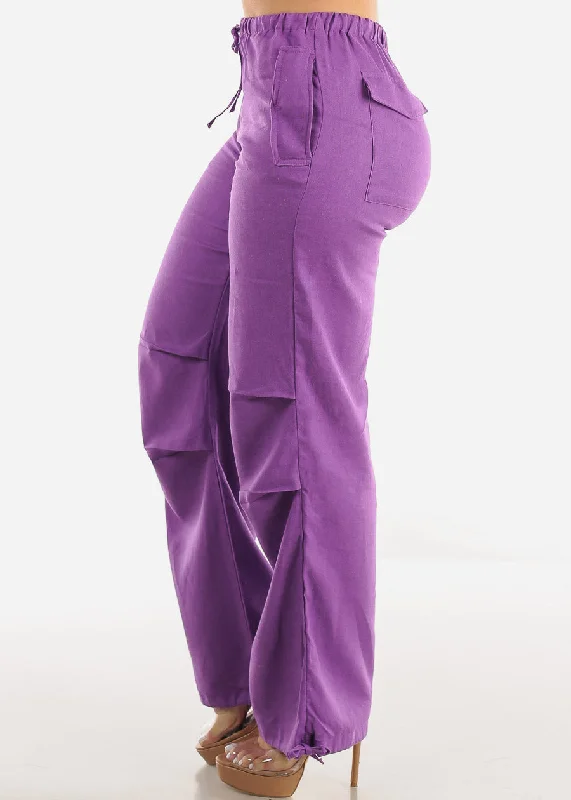 purple-linen-high-waisted-knee-pleats-jogger-pants-6885pnviolet