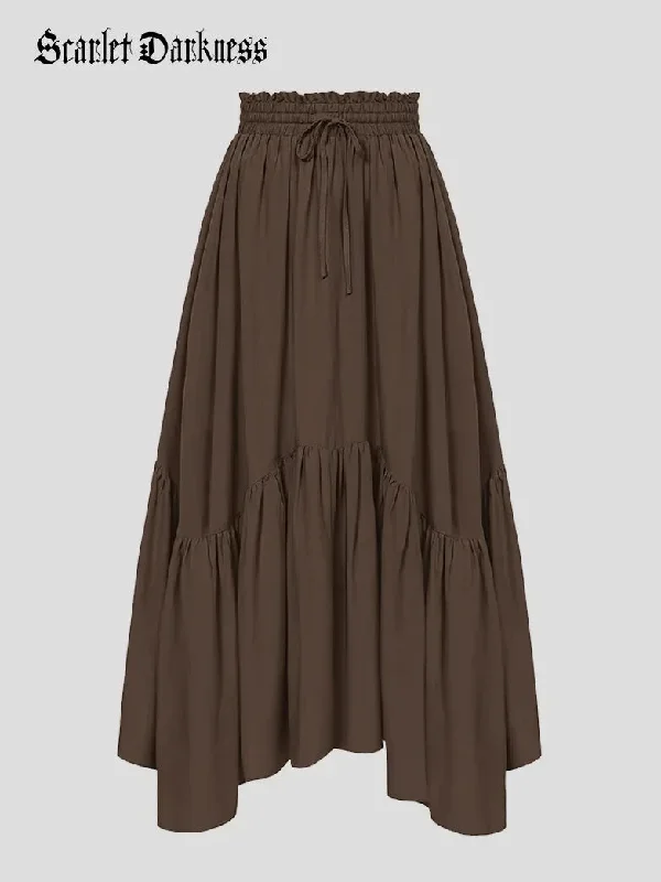 Renaissance Irregular Hem Flared Swing Pocket Skirt