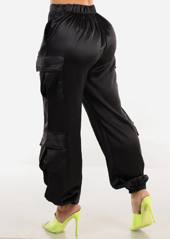 super-high-rise-black-satin-cargo-jogger-pants-bt3223blk