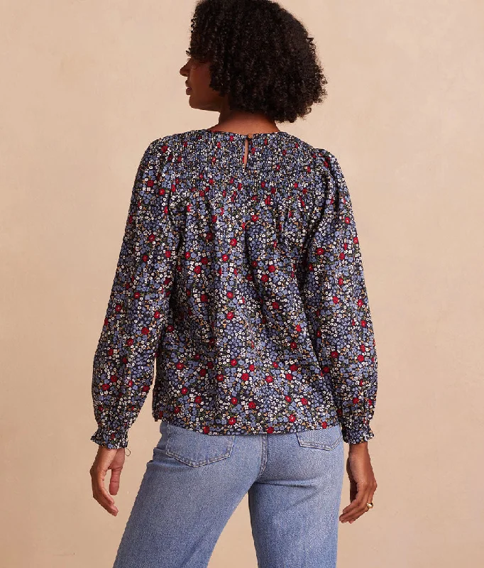 the-perfect-smocked-cotton-top-in-outbloom-in-midnight