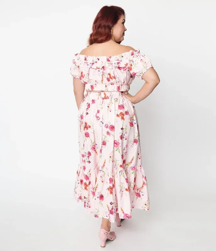 unique-vintage-plus-size-light-pink-floral-tiered-midi-skirt