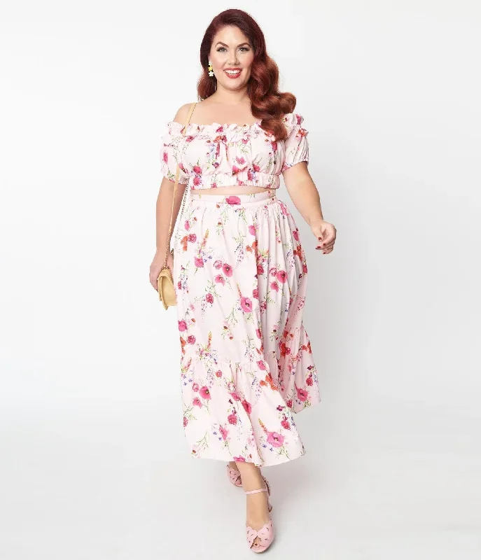 unique-vintage-plus-size-light-pink-floral-tiered-midi-skirt