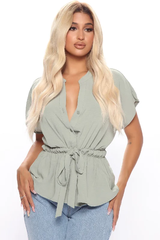 Waist No Time Blouse - Sage