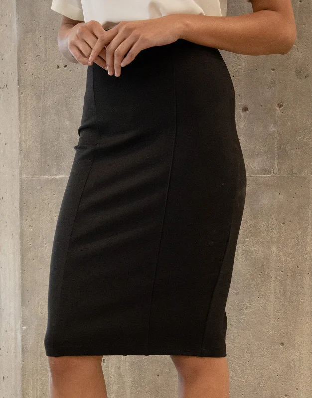 womens-black-ponte-ladies-workwear-pull-on-stretch-midi-skirt-tblg07695